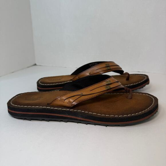 Clarks Women's Fenner Nerice Leather Thong Slip On Sandals Brown Size 8 - Picture 5 of 8